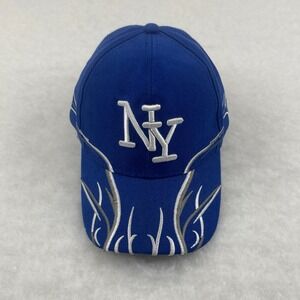 NY Yankees Baseball Hat Y2K Flames Blue And Silver One Size Adjustable
